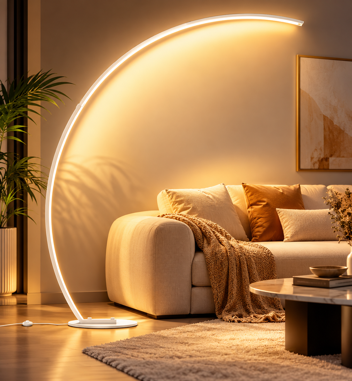 Lampadaire Arc LED 2000 lm – Intensité variable & télécommande